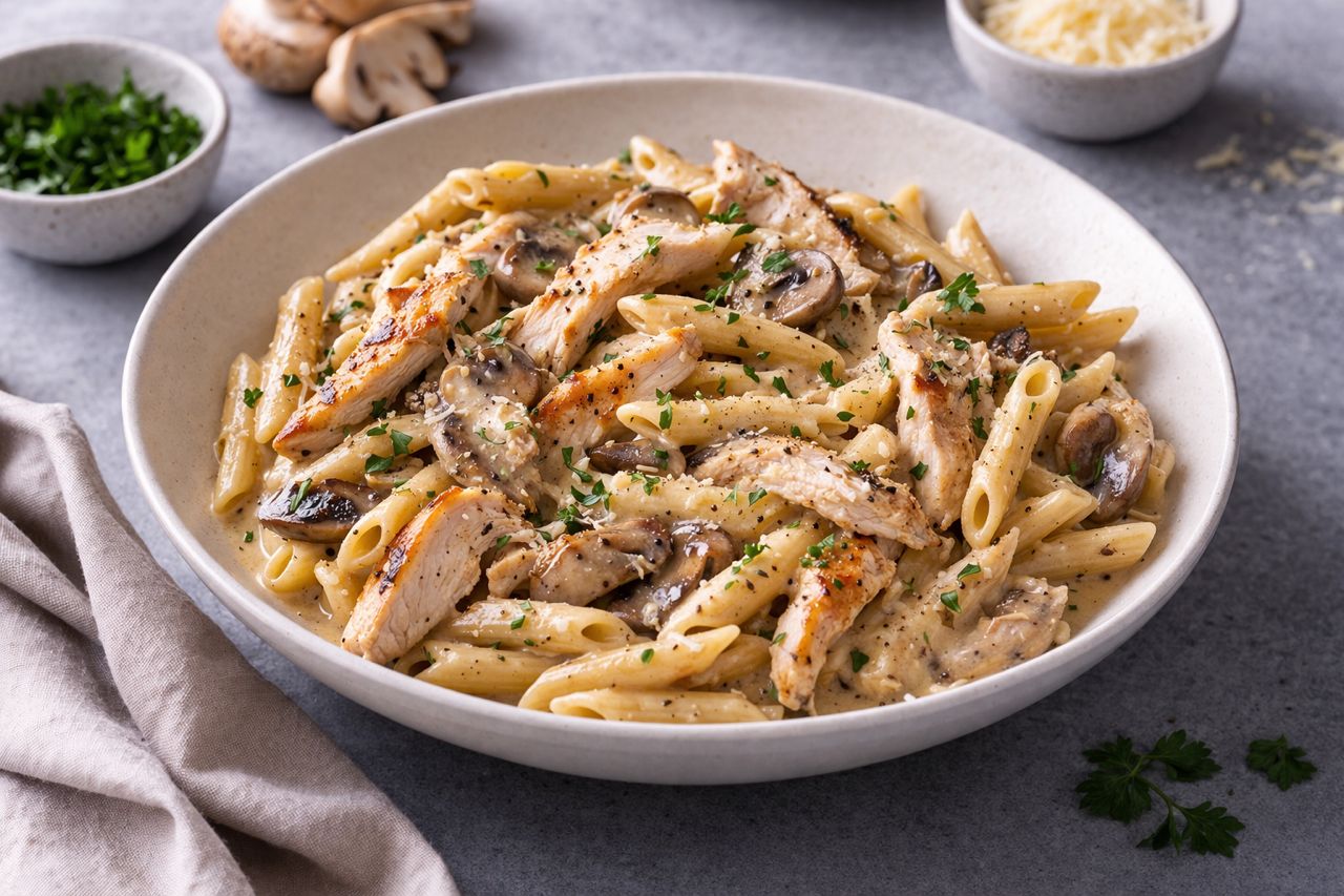 Penne with Chicken and Mushroom
