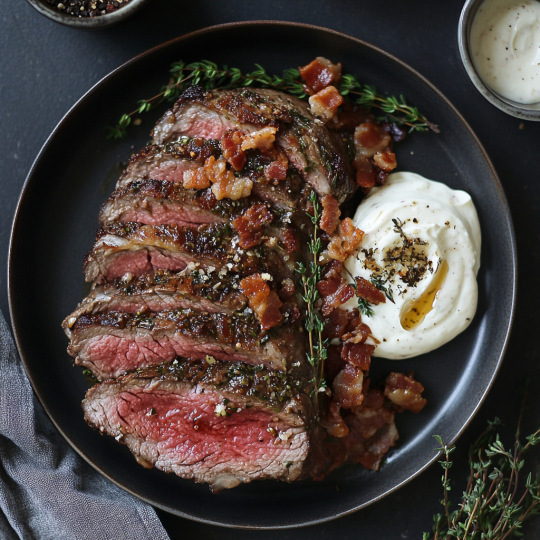 Herb-crusted Ribeye Heart with Garlic